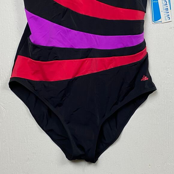 Aquabelle Swimsuits For All Black Red One Piece Swimsuit Size 20W - Picture 3 of 8